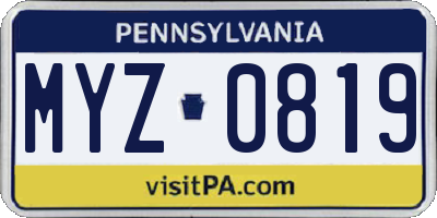 PA license plate MYZ0819