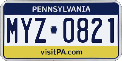 PA license plate MYZ0821