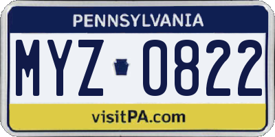 PA license plate MYZ0822