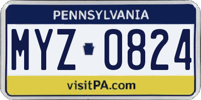 PA license plate MYZ0824