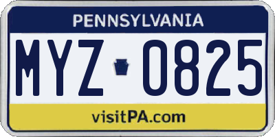 PA license plate MYZ0825