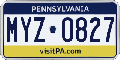 PA license plate MYZ0827