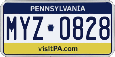 PA license plate MYZ0828