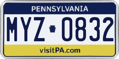 PA license plate MYZ0832