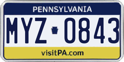 PA license plate MYZ0843