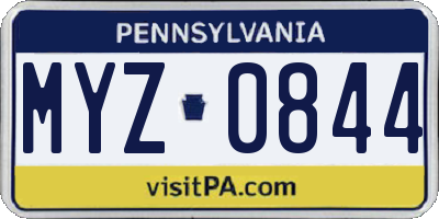PA license plate MYZ0844