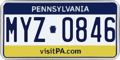 PA license plate MYZ0846