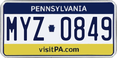 PA license plate MYZ0849