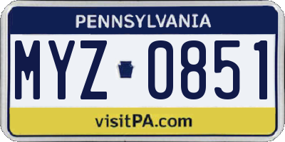 PA license plate MYZ0851