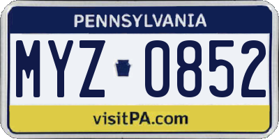PA license plate MYZ0852