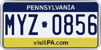 PA license plate MYZ0856