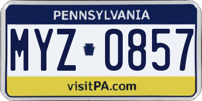 PA license plate MYZ0857