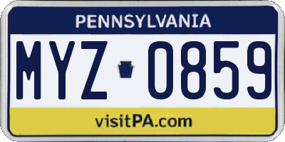 PA license plate MYZ0859