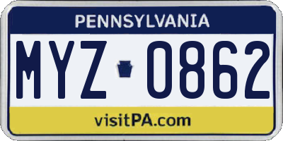PA license plate MYZ0862