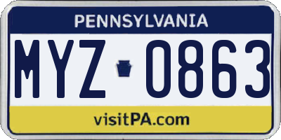 PA license plate MYZ0863