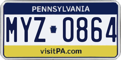 PA license plate MYZ0864