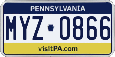 PA license plate MYZ0866