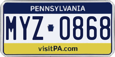 PA license plate MYZ0868