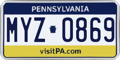 PA license plate MYZ0869