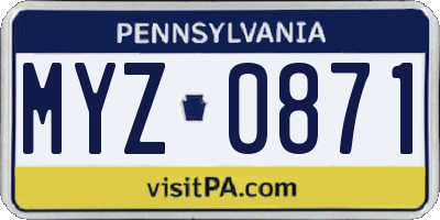 PA license plate MYZ0871
