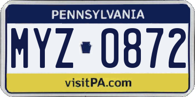 PA license plate MYZ0872