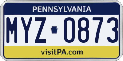 PA license plate MYZ0873