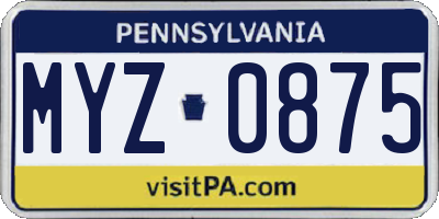 PA license plate MYZ0875