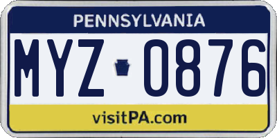 PA license plate MYZ0876