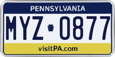PA license plate MYZ0877
