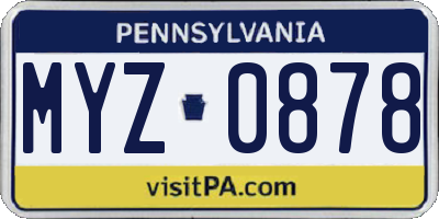 PA license plate MYZ0878