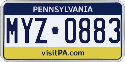 PA license plate MYZ0883