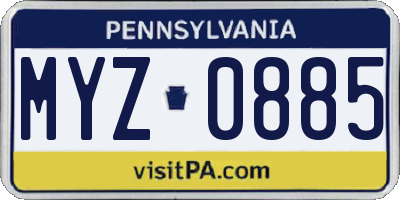 PA license plate MYZ0885
