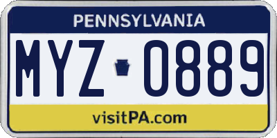 PA license plate MYZ0889