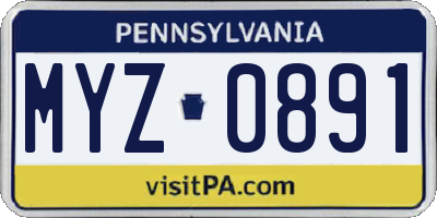 PA license plate MYZ0891