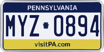 PA license plate MYZ0894