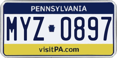 PA license plate MYZ0897