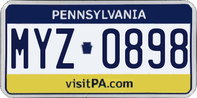 PA license plate MYZ0898