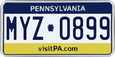 PA license plate MYZ0899