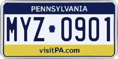 PA license plate MYZ0901
