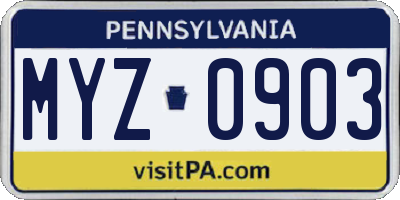 PA license plate MYZ0903