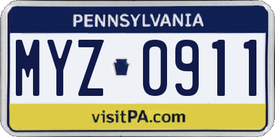 PA license plate MYZ0911