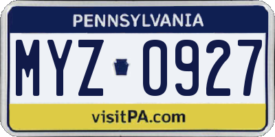 PA license plate MYZ0927