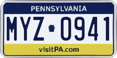 PA license plate MYZ0941