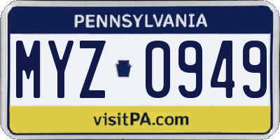 PA license plate MYZ0949