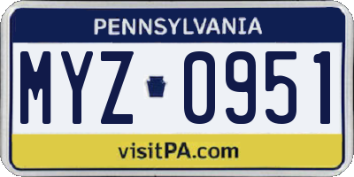 PA license plate MYZ0951