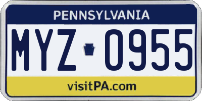 PA license plate MYZ0955