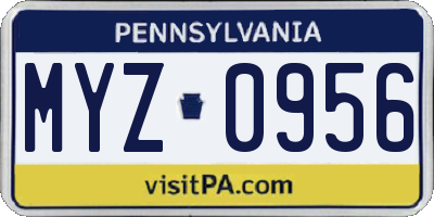 PA license plate MYZ0956