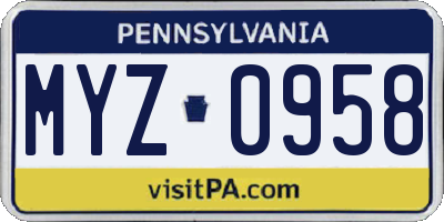 PA license plate MYZ0958