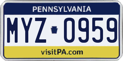 PA license plate MYZ0959