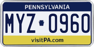 PA license plate MYZ0960